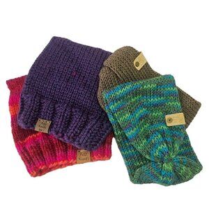 Fitz Knits 4 Pc Bundle 2 Headbands 2 Beanies Handknit Stocking Stuffer Gifts NEW